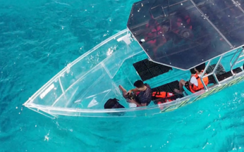 Cozumel in a Transparent Boat